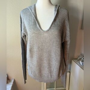 GAP  NWT 100% Cotton Pullover Woven Hoodie  V Neck Soft Gray Women's Size Small